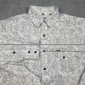 Rafter C Pearl Snap Shirt Mens Large White Paisley Cowboy Collection Western